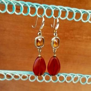 Downtown Abbey Vintage Amber Drop Earrings